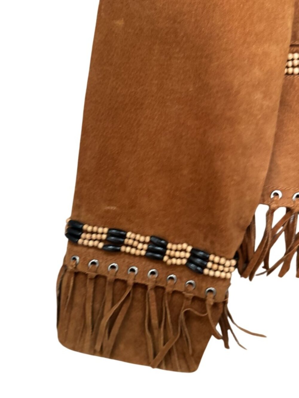 Cripple Creek Womens Western Suede Fringe Jacket Beaded Trim Brown XL 23" Vintag - Picture 11 of 14